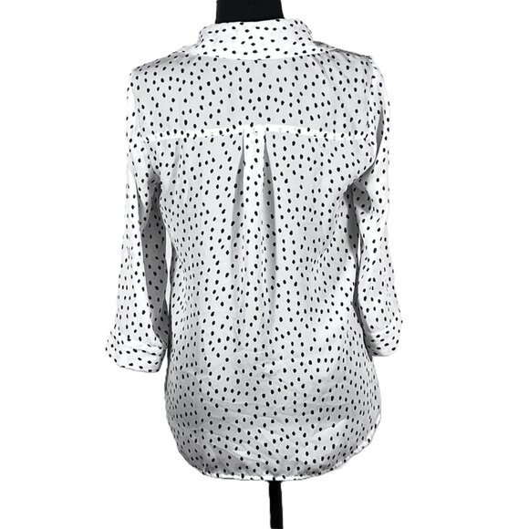 IZ BYER Women's White/Black, Polka Dot, Button Up, Twisted Mid Drift - XS - Picture 3 of 11